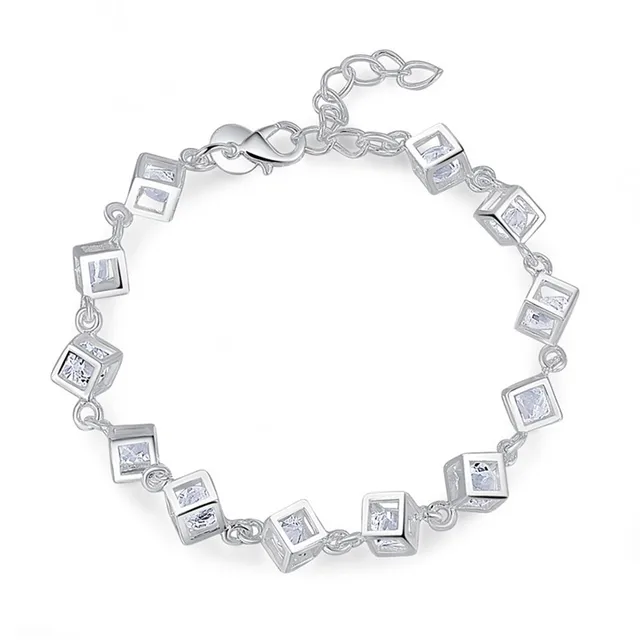Pulseira de Prata Cubo Brilhante