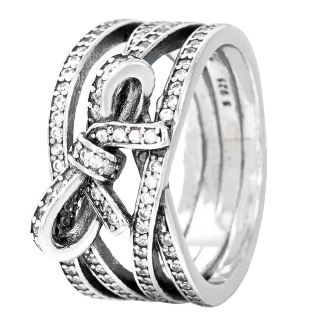 Anel de Prata Entrelaçado com Laço