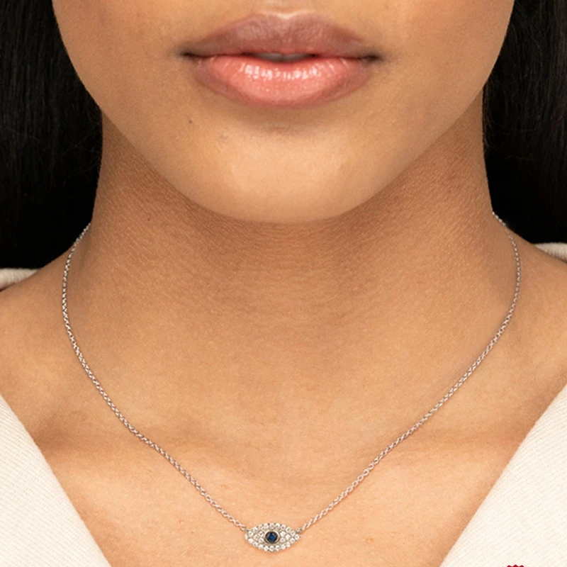 Colar De Prata com pingente de diamante Olho Grego - Imagem 2