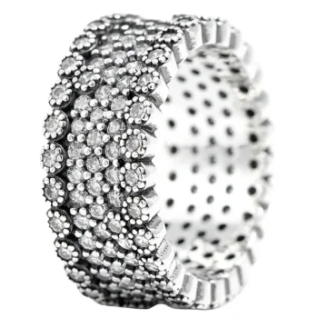 Anel de Prata Largo Floral