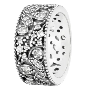 Anel de Prata Largo com Detalhes