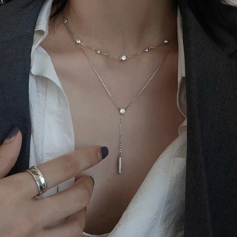 Colar em prata Dupla camada com Pingente - Imagem 3