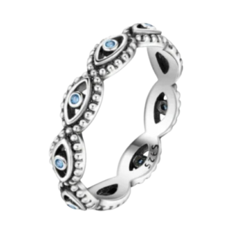 Anel de Prata Olho Grego Trabalhado