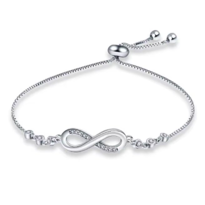 Pulseira de Prata com Infinito Zircônia