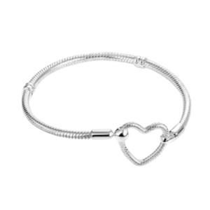 Pulseira de Prata Fecho Coração
