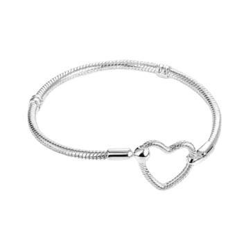 Pulseira de Prata Fecho Coração