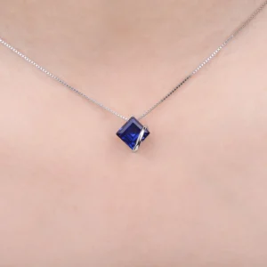 Colar de Prata com Pingente Azul