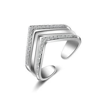 Anel de Prata Redimensionável Cravejado