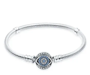 Pulseira de Prata Fecho Olho Grego Cravejado