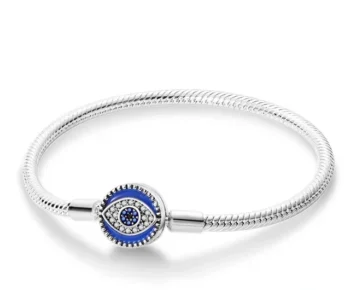 Pulseira de Prata Maleável Fecho Olho Grego