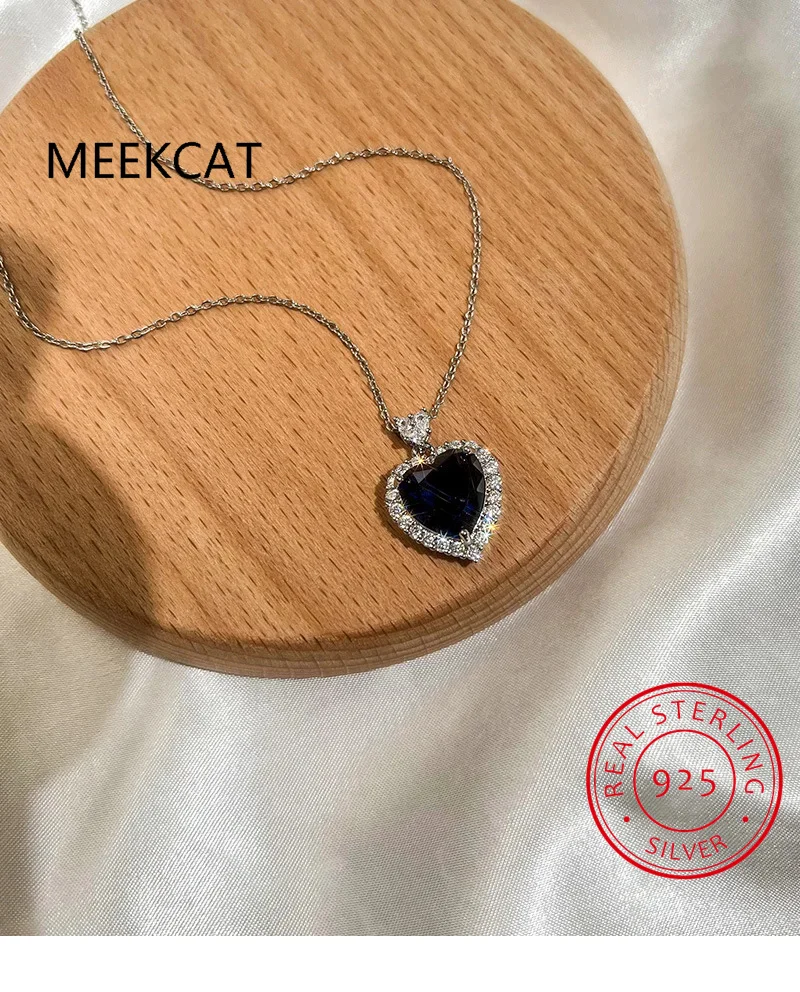 Colar de Prata com safira Azul e Brilhantes - Imagem 3