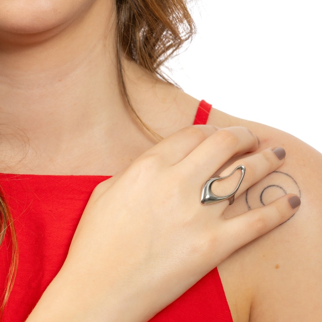 Anel Feminino de Prata 925 Design Orgânico Moderno