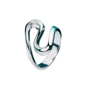 Anel Vazado de Prata 925 Design Moderno