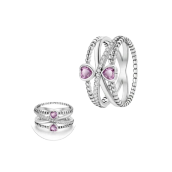 Anel de Prata Irregular com Cristal Rosa