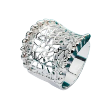 Anel de Prata Largo Desenhado