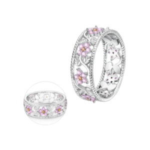 Anel de Prata Largo Florido