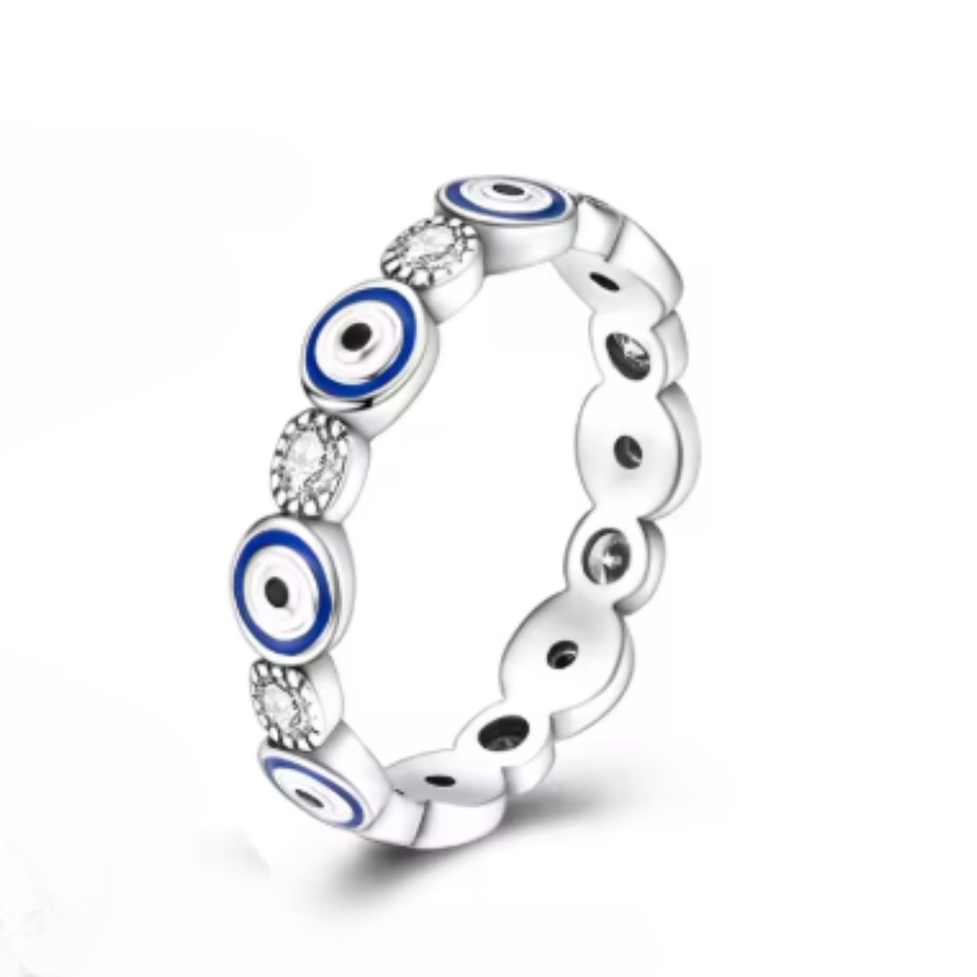 Anel de prata 9250 Olho Grego com Brilhantes