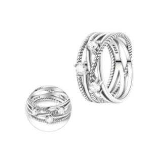 Anel de prata Irregular com Brilhantes