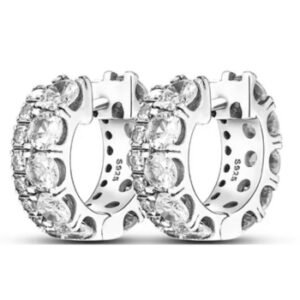 Brincos de Prata 20mm Argola com Brilhantes