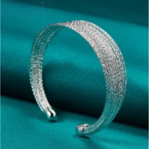 Pulseira de Prata Bracelete Multi linhas