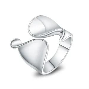 Anel de Prata Design Aberto Redimensionável