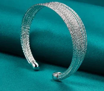 Pulseira de Prata Bracelete Multi linhas - Imagem 3