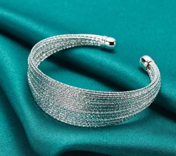 Pulseira de Prata Bracelete Multi linhas - Imagem 2