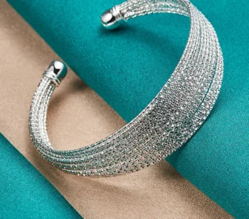 Pulseira de Prata Bracelete Multi linhas - Imagem 4