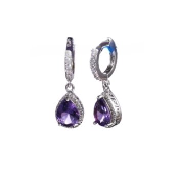 Brincos de Prata com Cristal roxo