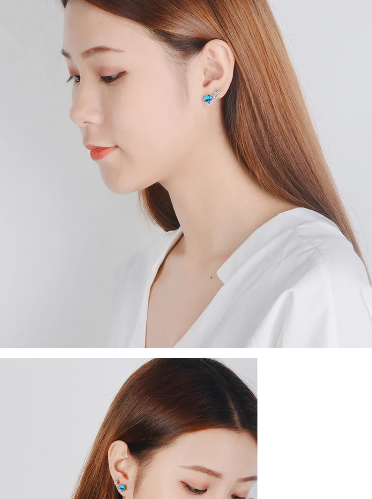 Brincos de Prata Cristal Azul - Imagem 2