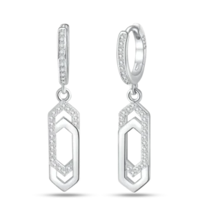 Brincos de Prata Longos Liso e Cravejado