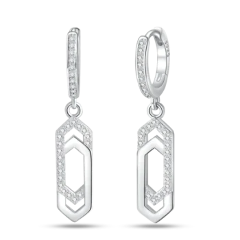 Brincos de Prata Longos Liso e Cravejado