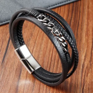 Pulseiras Masculina de Couro 4 vias